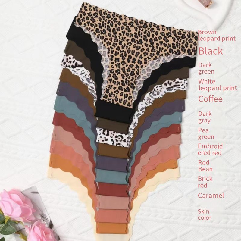 Women Plus Size Panties Briefs Bikini Graphene Bottom Crotch Breathable Mid Waist Wave Edge Leopard Print Briefs_voghion.com