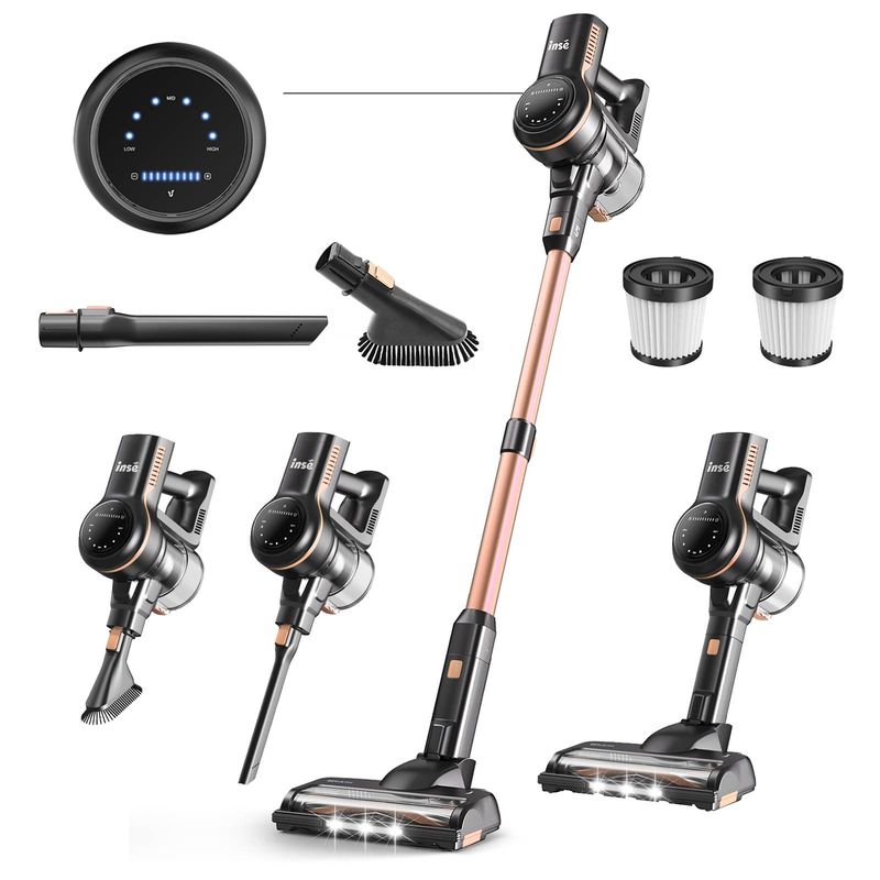 Aspirapolvere senza fili a batteria da 45 kPa, 6 in 1, fino a 50 minuti di autonomia, contenitore della polvere da 1,3 l, per il fondo dei mobili, peli di animali, tappeti e pavimenti duri._voghion.com