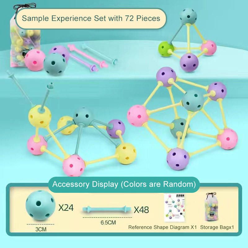 Kinderen zetten ballen in elkaar, zetten blokken en kralen in elkaar, driedimensionale geometrie, leermiddelen, puzzel, mozaïek, kralen speelgoed_voghion.com