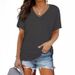 2025 Sommer Top V-Ausschnitt Einfarbig Kurzarm T-Shirt Damenbekleidung_voghion.com