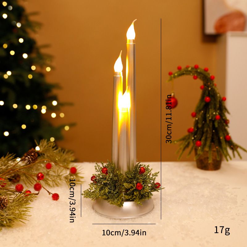 Elegant LED Christmas Candles – Set Of 3 Flameless Wax Candles With Warm Glow (Battery Operated, Safe Holiday Decor For Table & Mantel)_voghion.com