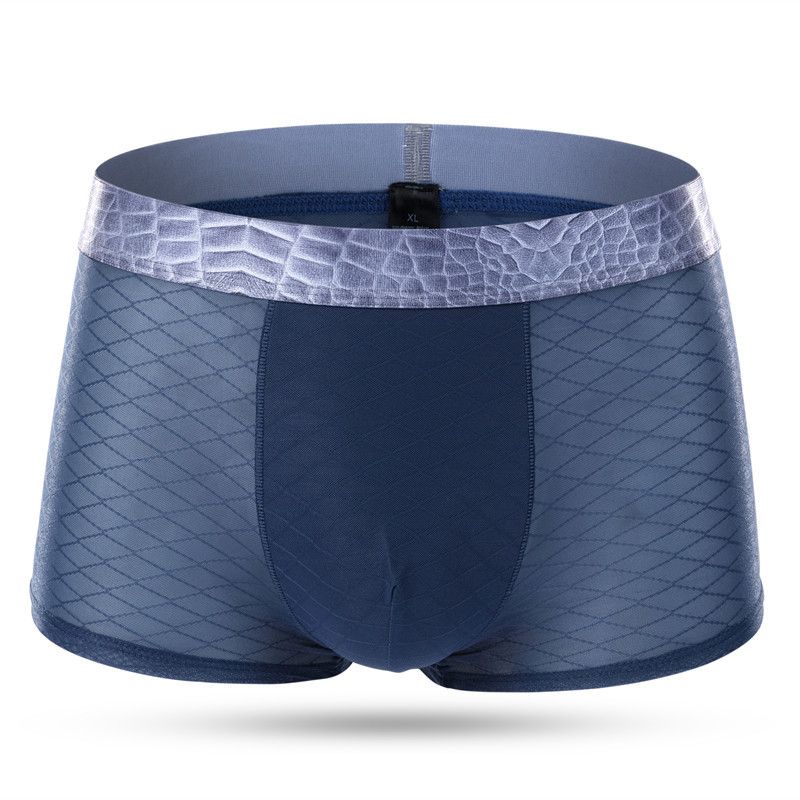 Sous-vêtements pour hommes, sous-vêtements en soie glacée, boxers respirants sans couture, taille moyenne, couleur unie_voghion.com