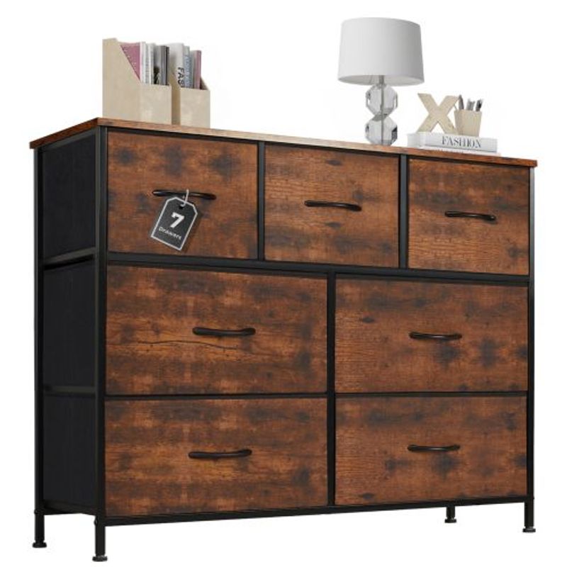 Desser For Bedroom With 7 Fabric Drawers Organizer Storage Closet Chest Clothes For Living Room Display Cabinet Of Furniture_voghion.com