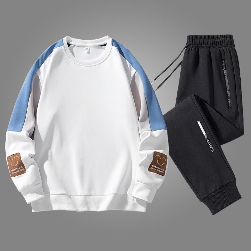 Men's Clothing Spring and Autumn Suit Sweatshirt Men's Cotton New Round Neck Loose Large Size Fat Bottoming Shirt Trendy Top Jacket_voghion.com