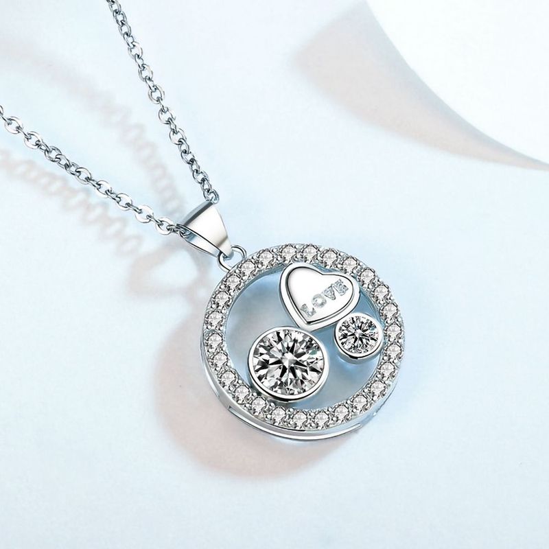 Heart Pendant Necklace 14k White Gold Plated Family Love Heart Jewelry For Women Girl_voghion.com