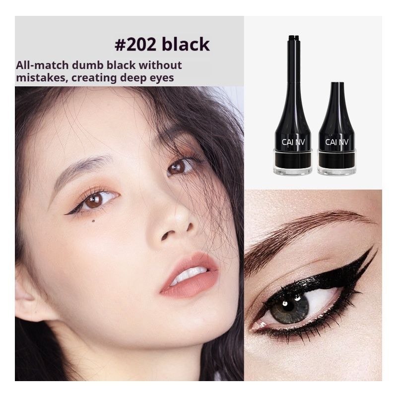 Hvid, ikke-vandfast, sort, brun, flydende gel-eyeliner med flad spids til kvinder, udtværingsfri type_voghion.com