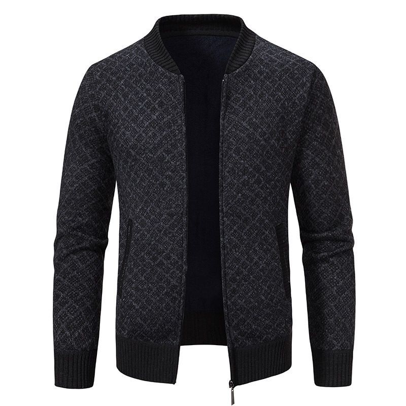 cardigan stand-up collar veet thickened warm coat autumn and winter new sweater men's jacket_voghion.com