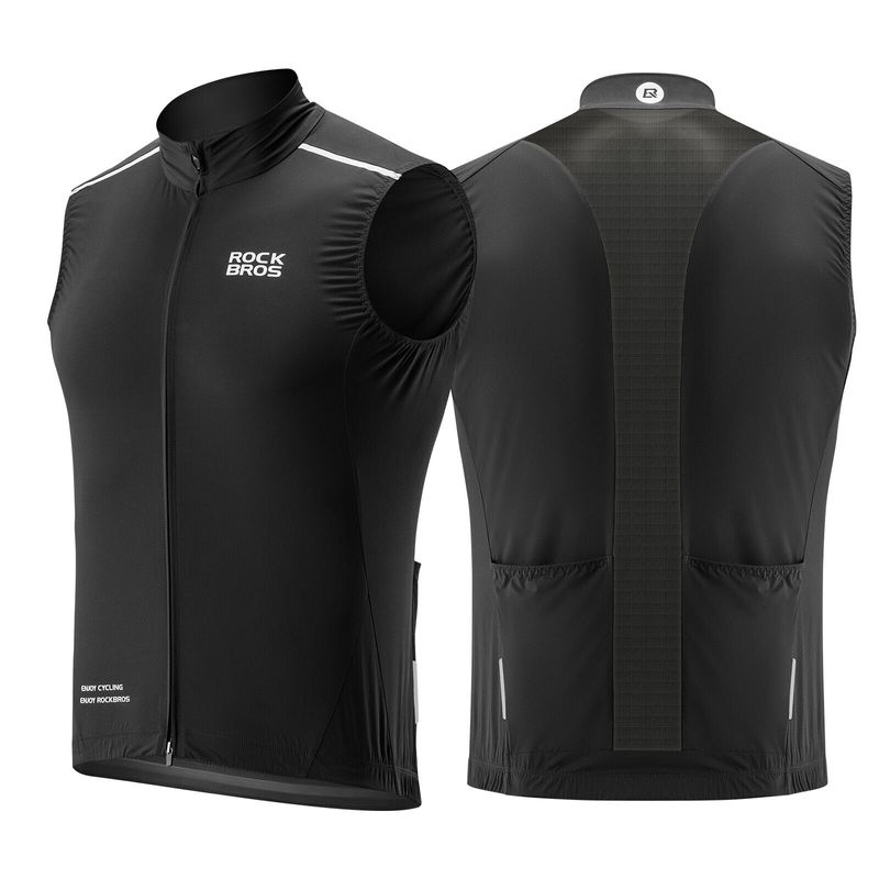 Chaleco cortavientos para bicicleta ROCKBROS Chaleco deportivo para ciclismo Chaleco de alta visibilidad Chaqueta sin mangas M-4XL_voghion.com