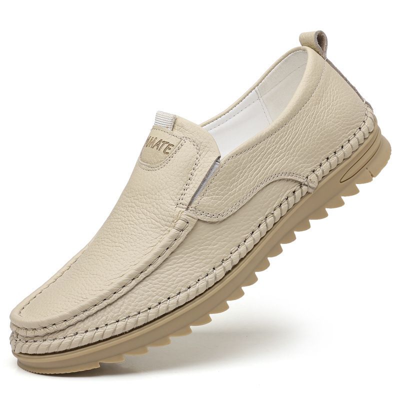 Erste Schicht Rindsleder Große Größe Weiche Sohle Bequemes Fahren Mittleren Alters Und Älterer Vater Slip-On Casual Herrenschuhe_voghion.com