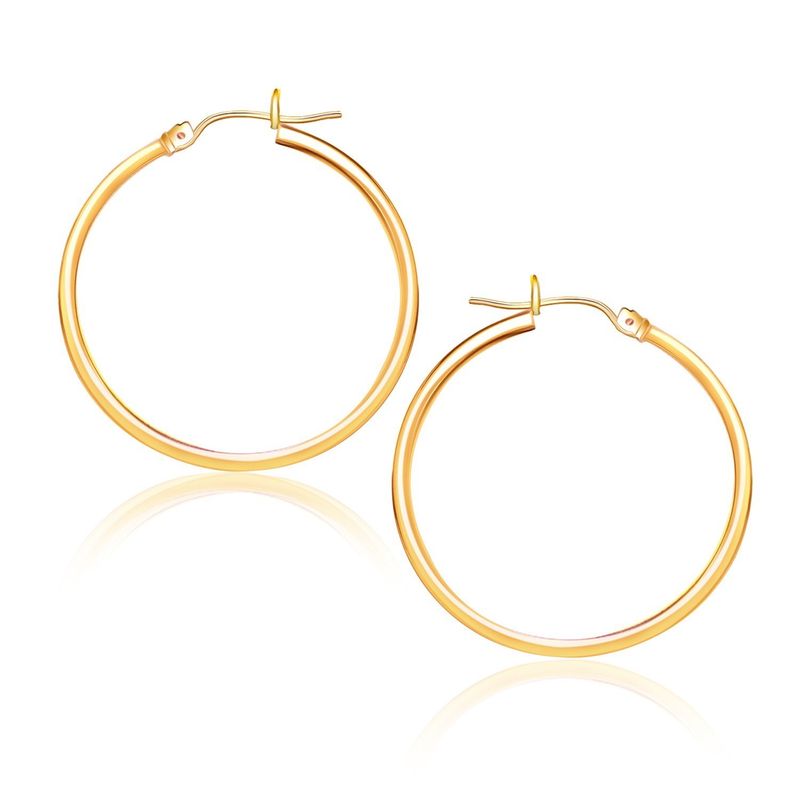 10k Yellow Gold Polished Hoop Earrings (1.5x25mm)_voghion.com