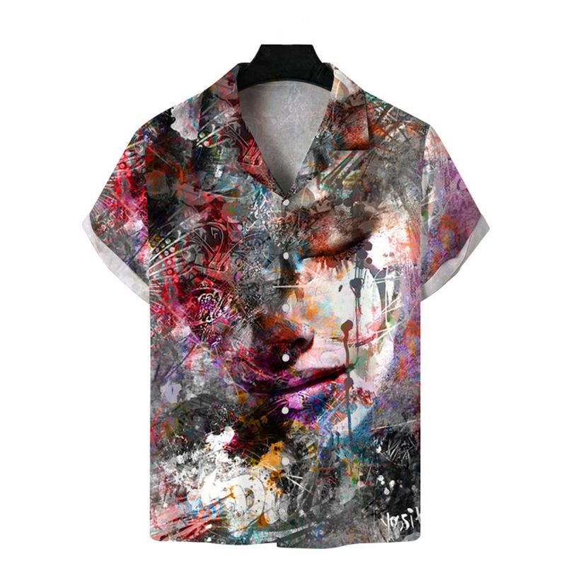 Man's clothing Dazzle oil painting style digital printing men and women couples fashion short-sleeved shirt T-shirt_voghion.com