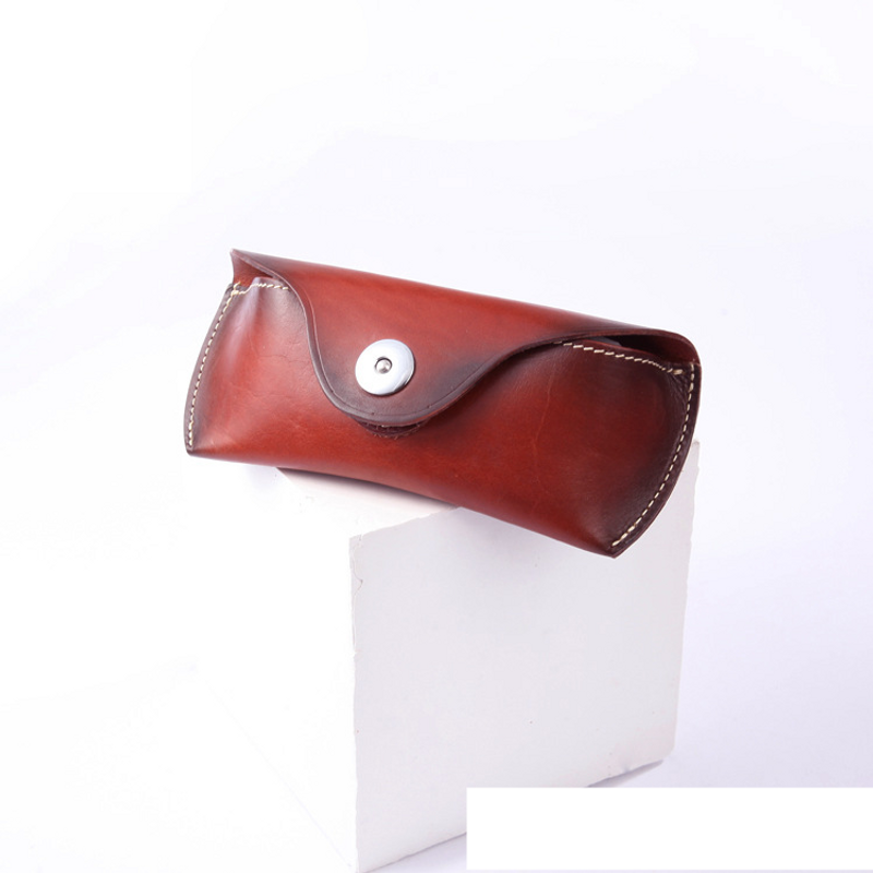 Unisex Vintage handgefertigte Leder Brillenetui Tragbare Leder Brillen Aufbewahrungstasche Pflanzengegerbtes Leder Rindsleder Brillentasche_voghion.com