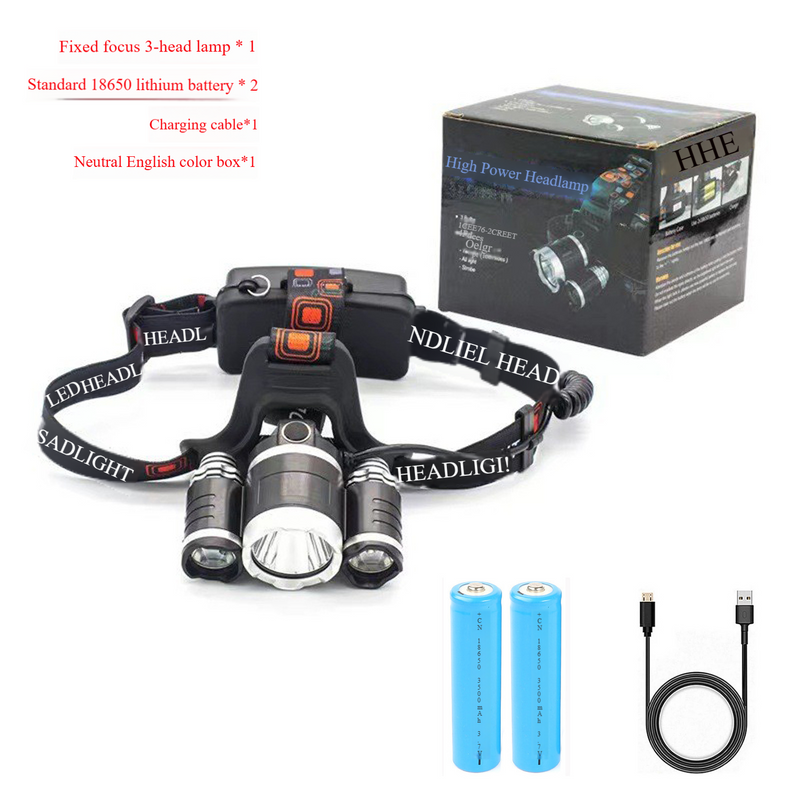 Lanterna de cabeça LED T6 - Lanterna de cabeça recarregável com 3 luzes e zoom, 1000 lúmens para pesca noturna, camping e atividades ao ar livre (ajustável, viva-voz)_voghion.com