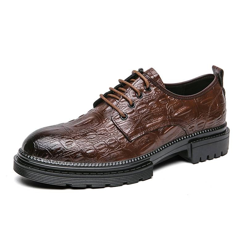 Sapatos sociais masculinos Oxfords de couro sintético com cadarço, sapatos formais de couro preto para festa de casamento, sapatos casuais de marca de luxo masculinos 2025_voghion.com