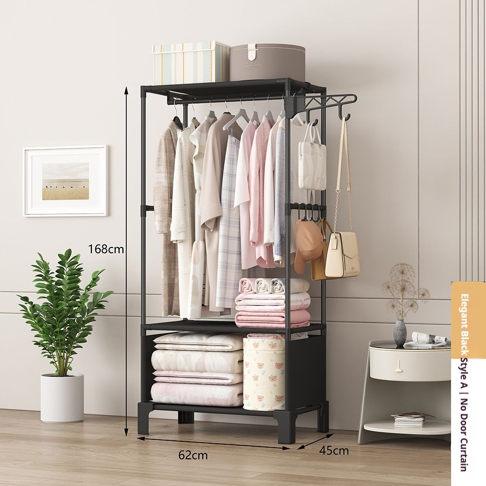 Portable Wardrobe Closet With Dust Cover – Freestanding Closet Organizer With Shelves, Easy Assembly, Modern Design For Home & Dorm_voghion.com