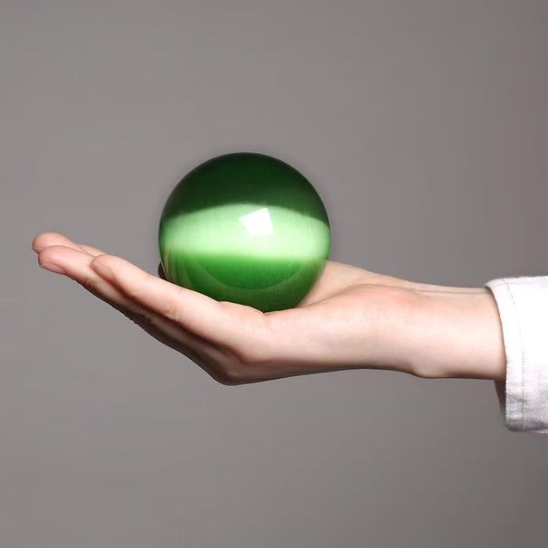 Classic Green Cat's Eye Crystal Ball Decorative Item For Home Or Office Use, Promoting Overall Health._voghion.com