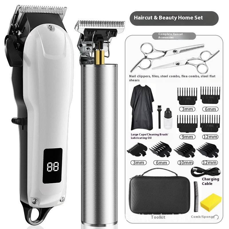 Professional Hair Clipper Kit – USB Rechargeable & Cordless With Stainless Steel Blades (Includes Storage Case, Scissors, Combs & Cape)_voghion.com