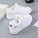 Korean Style Women's Casual Sneakers - Lightweight Breathable Low-Top Canvas Shoes With Floral Pattern, Non-Slip Rubber Sole For Daily Wear_voghion.com