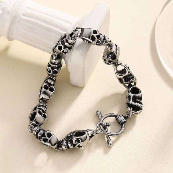 Style rétro européen et américain, style punk gothique, acier titane, tête de mort, style python, pour homme_voghion.com