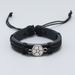 Bracelet de supporter de football en cuir tissé à la main – Bracelet noir pour homme_voghion.com