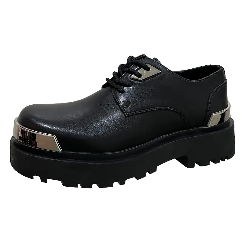 Haruku Korean Genuine Leather Couple Streetwear Fashion Casual Thick Platform Metal Wedding Men Idler Shoes 44 35_voghion.com