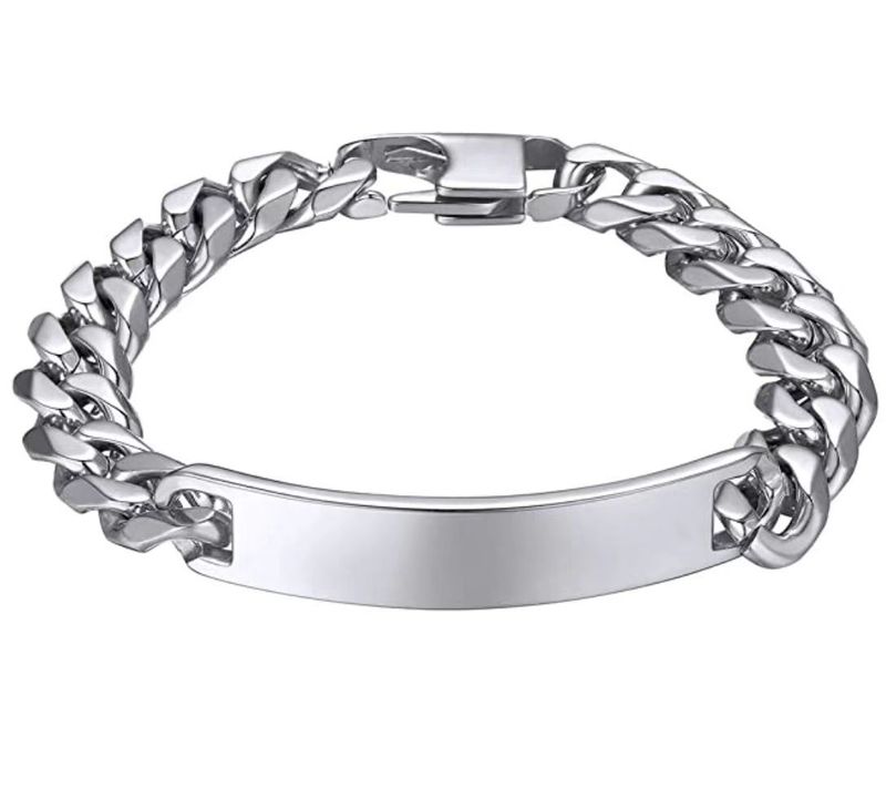 Bracciale curvo in acciaio inossidabile al titanio da uomo, stile Hip Hop cubano_voghion.com