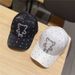 Korean version hat, cute cartoon water diamond baseball spring/summer silk gloss versatile cotton duckbill cap, summer_voghion.com