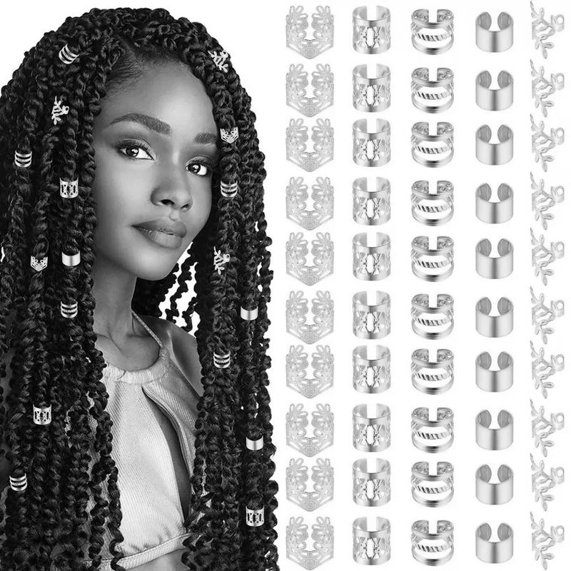 Mode Punk Metal Hollow-Out Haarspeldjes, Afrikaanse Dreadlocks Decoraties, Trendy Meisjes Gevlochten Haarringen_voghion.com