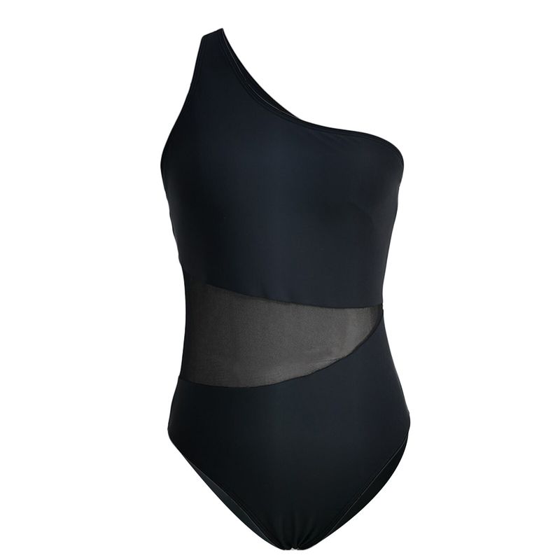 Happybuyner Damen-Bikini, ärmellos, One-Shoulder, durchsichtig, Patchwork, Sommer, Schwimmen, Badeanzug_voghion.com