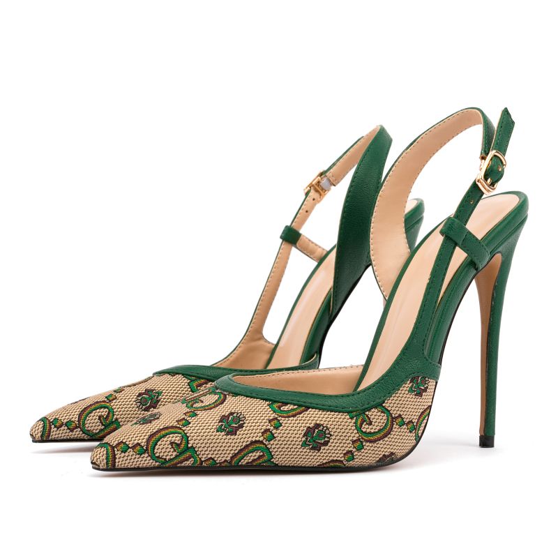Pavasara Sling Atpakaļ Papēžu Kurpes sieviešu kurpes papēdis Smailas Toe Sandales Ādas Pump Shoes Sieviešu augstpapēžu sandales_voghion.com