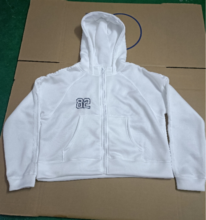 Women's Clothing street style embroidered hooded solid color sweatshirt women's loose pocket zipper cardigan jacket trendy_voghion.com