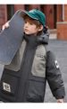"Giacca invernale da bambino - Cappotto isolante di media lunghezza per bambini (120-160 cm, nero/grigio)"_voghion.com