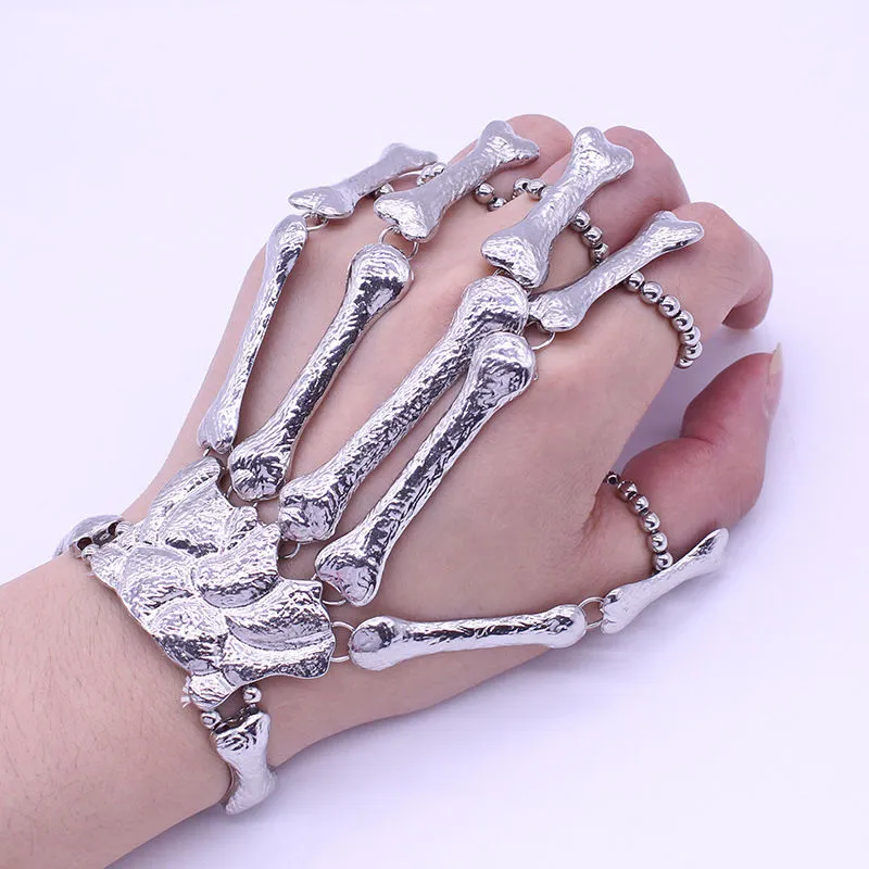 Fashionable And Creative Skull Skeleton Ghost Claw Halloween Makeup Ball Funny Finger Bracelet_voghion.com