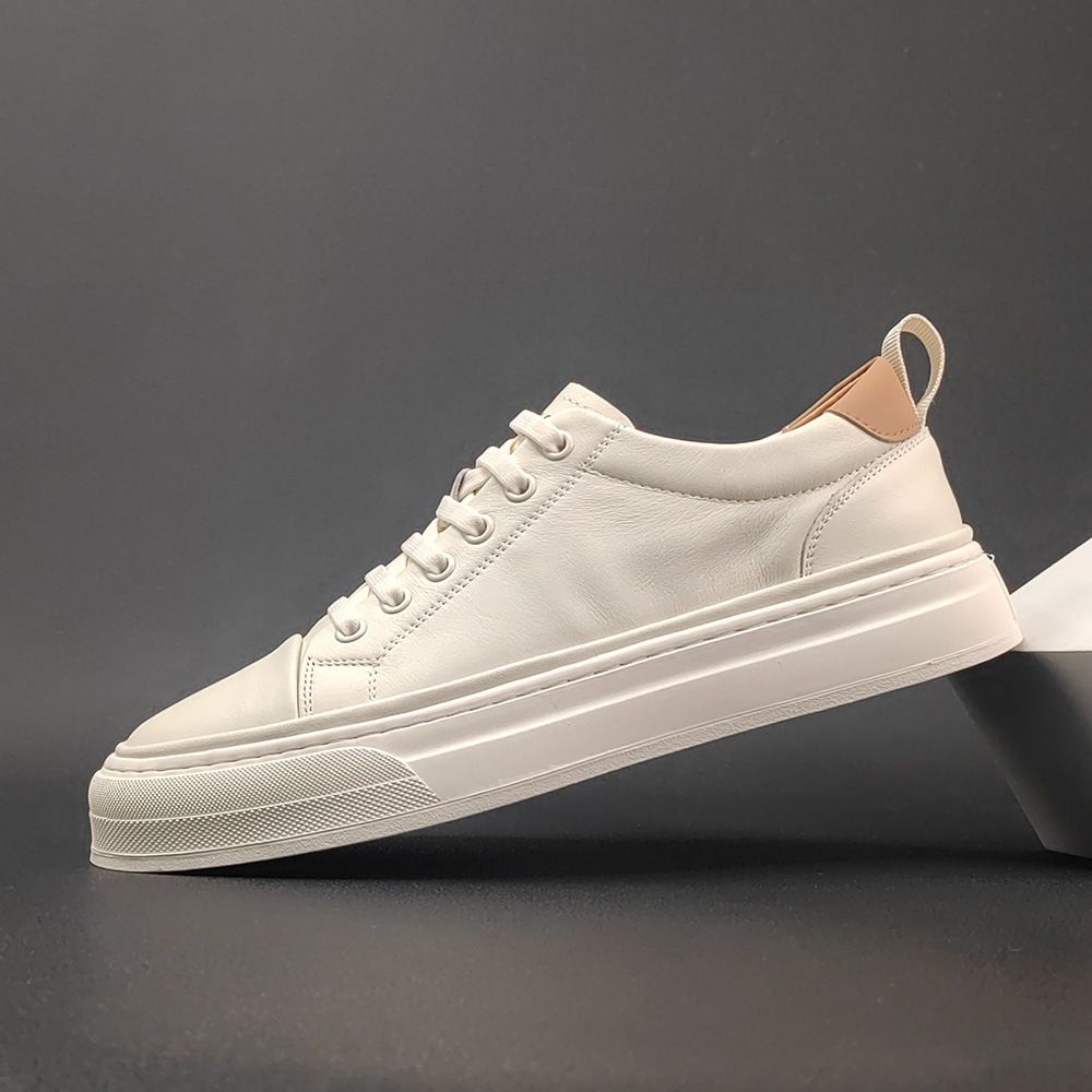 Unbeatable Quality Men's Genuine Without Tie Up, One Legged Lazy Leather Board Trendy Niche Men's Shoes, Casual Shoes_voghion.com