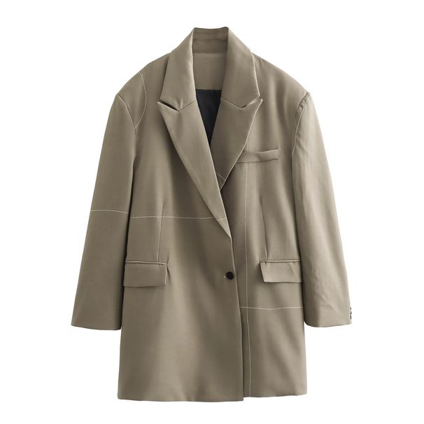 Women's autumn winter simple, fashionable, and textured large single breasted suit jacket_voghion.com