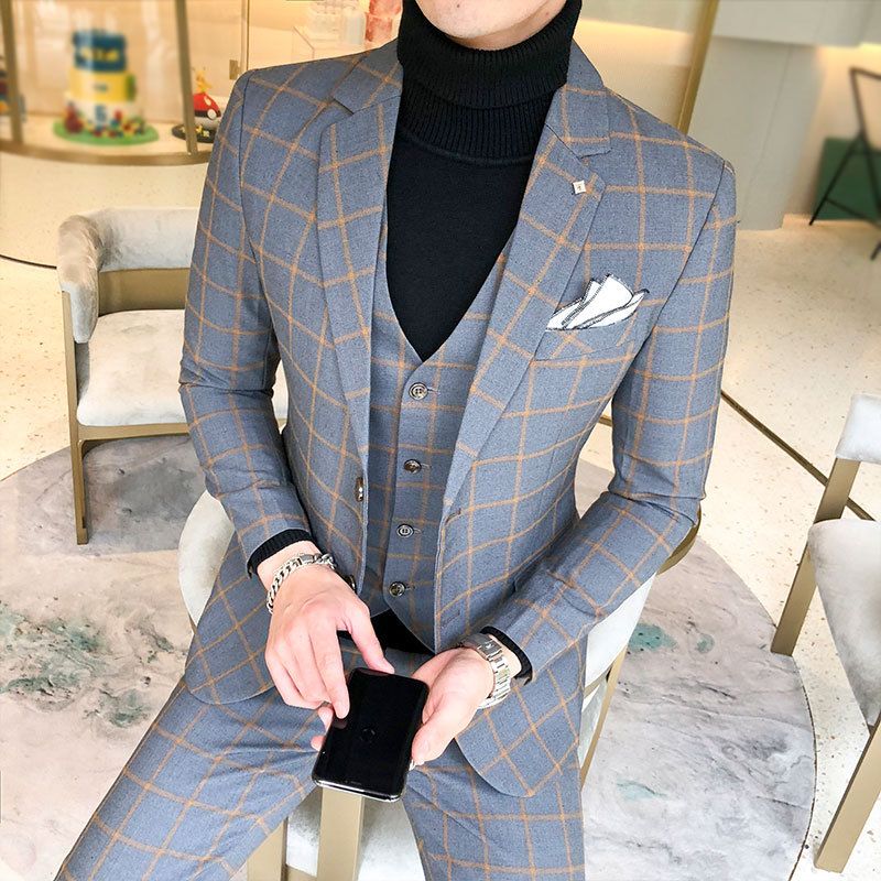 Men's Clothing 2024 New Men's Hot New Style M-4xl Suit Large Size Korean Style Wedding Suit_voghion.com