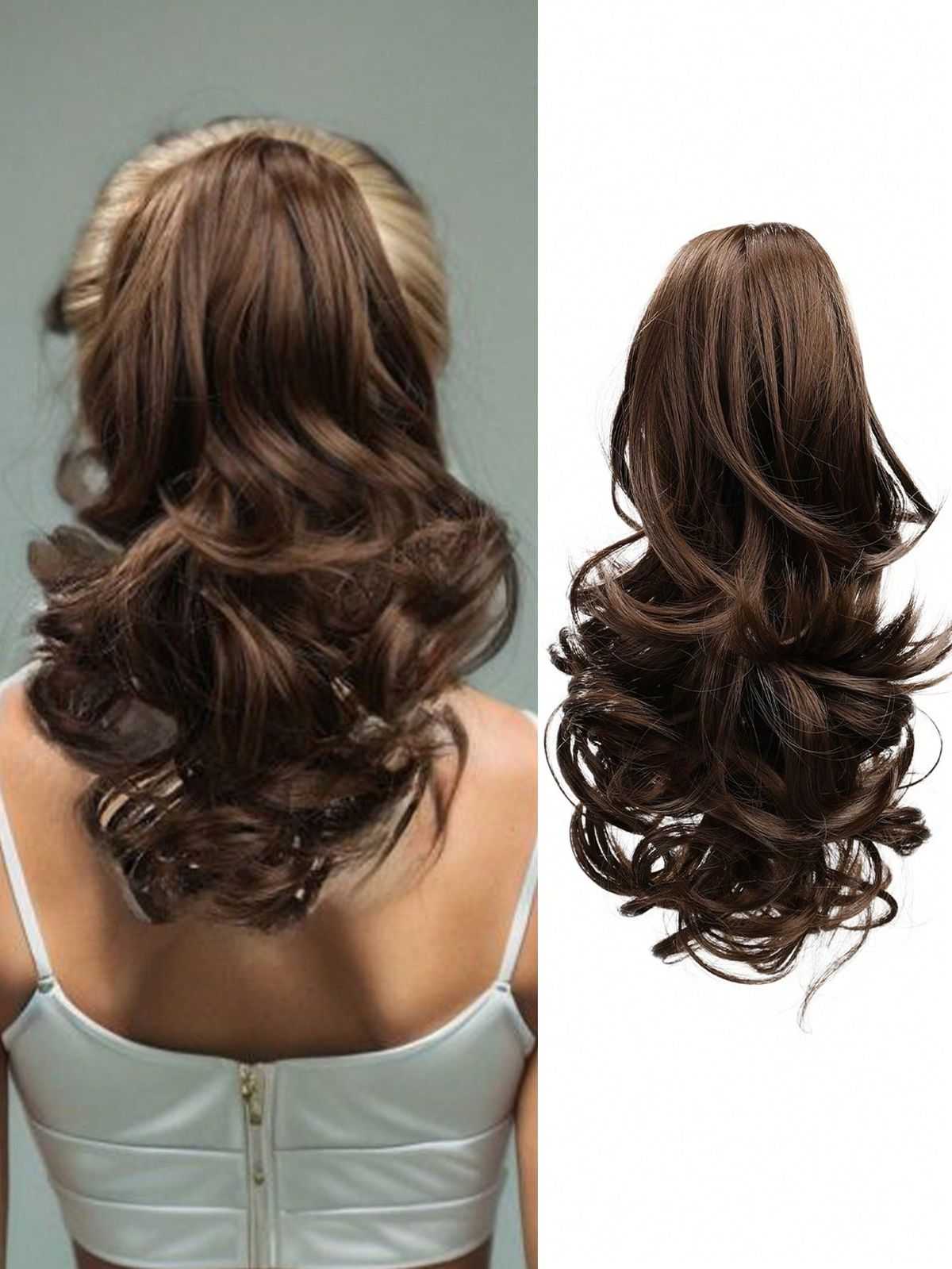 12" (Approx. 30 Cm) 130g Claw Synthetic Large Wave Extensions ,Multi-Color Option,The Ponytail Adopts A Newly Upgraded_voghion.com