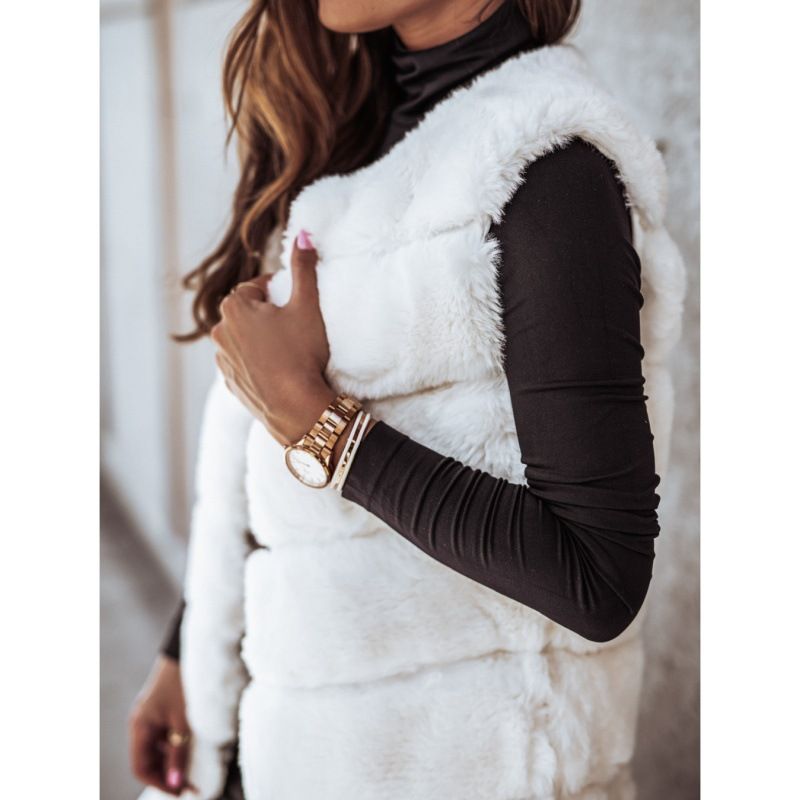 Langer Pelzwestenmantel mit Rundhalsausschnitt für Damen im Herbst und Winter_voghion.com