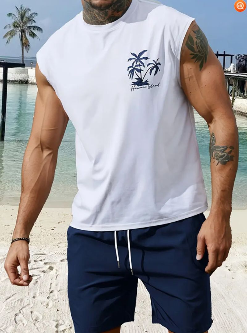 Herren Sport Fitness Weste Muskeltraining Shirt Frühling und Sommer Enges ärmelloses Innentop_voghion.com