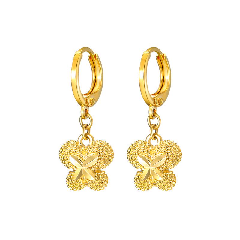 Orecchini a clip in stile mamma placcati in oro Xuping, orecchini a forma di quadrifoglio portafortuna per donna_voghion.com