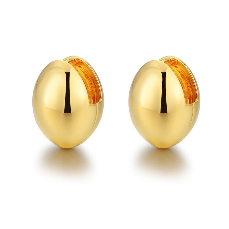Orecchini da donna in stile retrò, placcati in oro K, a forma di guscio d'uovo cavo, lucidi, semplici e alla moda, di alta qualità._voghion.com