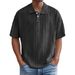 Herrenbekleidung Frühling und Sommer Lockere Textur Poloshirt Retro Revers T-Shirt Atmungsaktives Kurzarmhemd_voghion.com