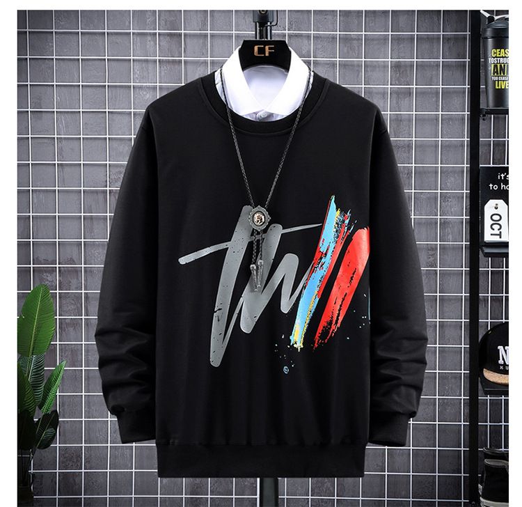 Herrkläder Plus Size Casual Mode Stor storlek Kostym Casual Tröja Kostym Löst tryck_voghion.com