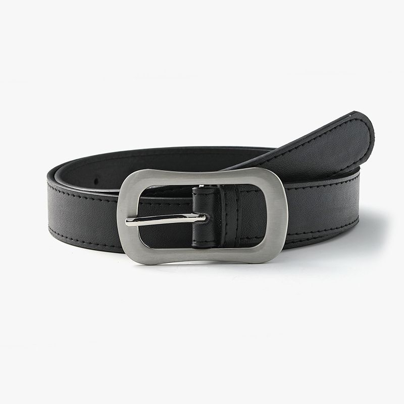 Ceinture de jeans décorative rétro à boucle japonaise de style chaud de Xiaohongshu pour les femmes à la mode simple ceinture noire en gros pour les femmes_voghion.com