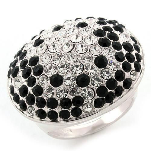 LOAS1160 - High-Polished Sterling Silver Ring with Top Grade Crystal in Multi Color_voghion.com