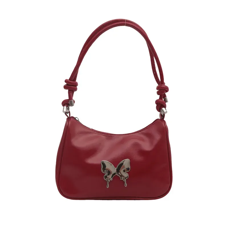 Designerska damska torba na ramię pod pachami, modna, uniwersalna, crossbody, modny wzór motyla, potrójna czerń, biel, sierść wolna_voghion.com