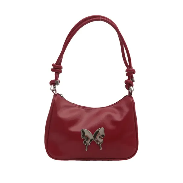 Designerska damska torba na ramię pod pachami, modna, uniwersalna, crossbody, modny wzór motyla, potrójna czerń, biel, sierść wolna_voghion.com