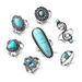 Böhmisches türkisfarbenes Blumenring-Set – 7-teilig Retro-Gelenkdesign Handschmuck Modetrends Verkaufsschlager Einfaches Metall_voghion.com