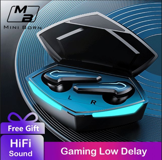 Mini Born TWS Auricolari da gioco Bluetooth Wireless PUBG MLBB Auricolari da gioco PixArt Chipset a bassa latenza Bluetooth 5.1 Bassi profondi superbi Modalità gioco/musica S_voghion.com