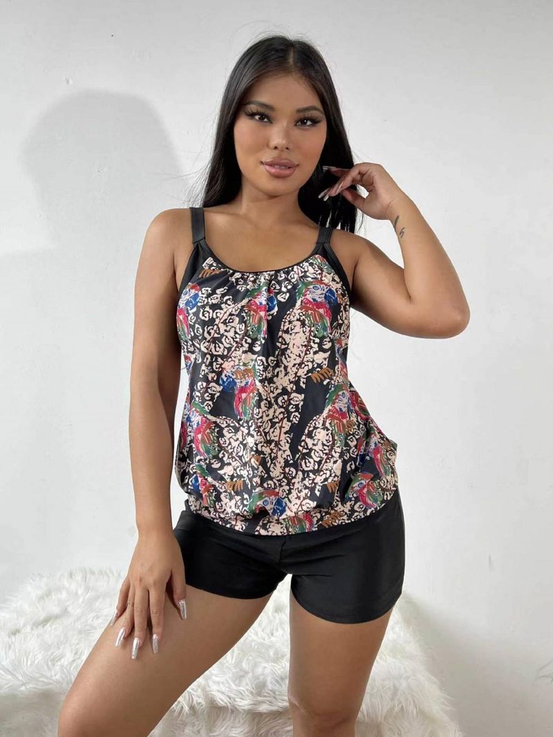 New tie-dye sling surf tankini suit wholesale European and n large conservative swimsuit women_voghion.com